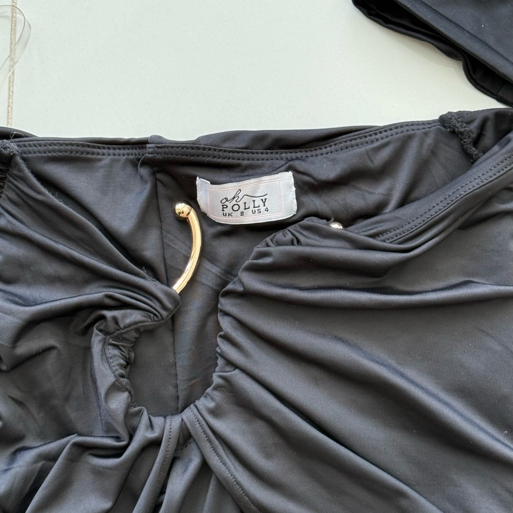 Black Oh Polly skirt set with gold detail - Picture 3 of 6